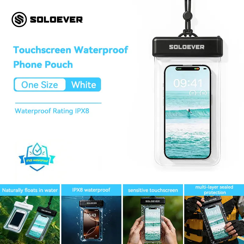 SOLOEVER Waterproof Phone Pouches – Ultimate Floating Fanny Pack for Swimming, Boating & Outdoor Fun, IPX8 Protection, Dual Compartments for Essentials