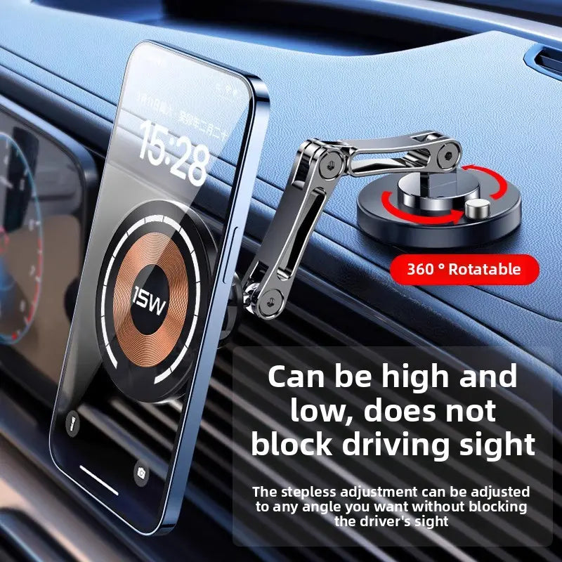 Paslda Magnetic Phone Holder & 15W Wireless Charger - 360° Rotating MagSafe Car Mount & Controller Holder - Essential Car Accessories