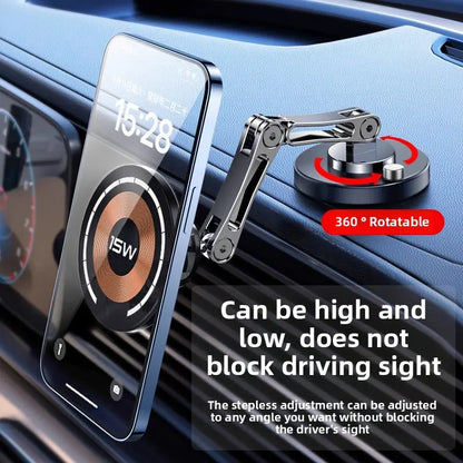 Paslda Magnetic Phone Holder & 15W Wireless Charger - 360° Rotating MagSafe Car Mount & Controller Holder - Essential Car Accessories