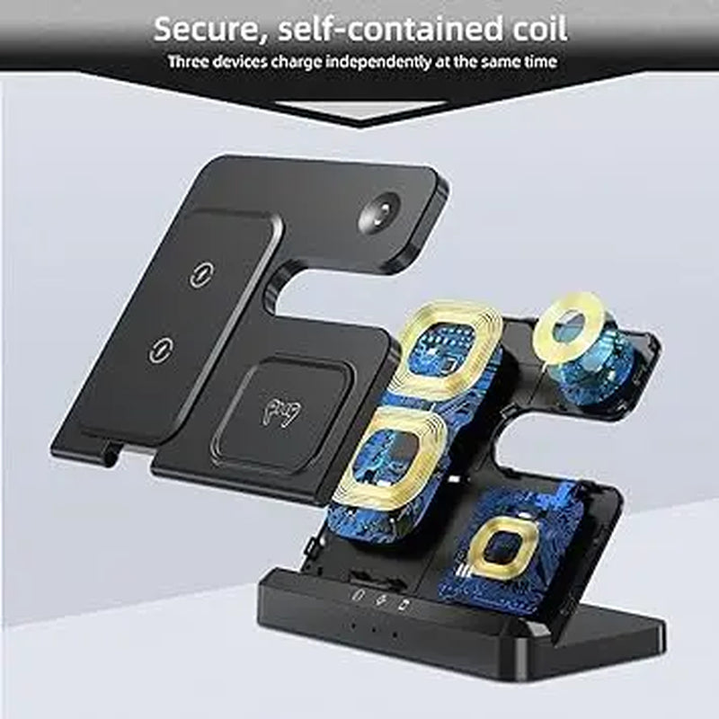 EIKO 3-in-1 Wireless Charging Station for iPhone, Apple Watch & AirPods - Fast & Portable Multi-Device Charger for All Apple Models