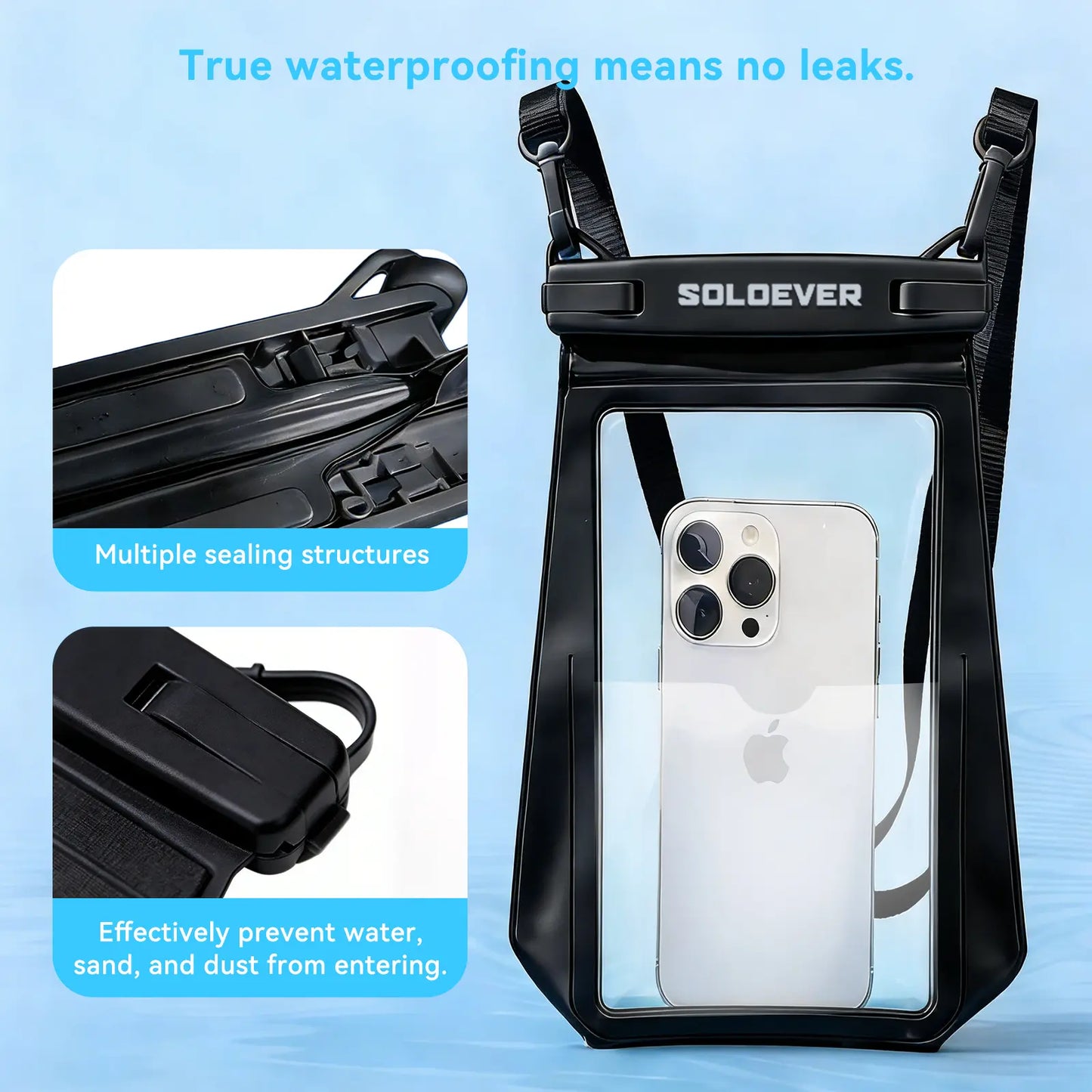 SOLOEVER Waterproof Phone Pouches – Ultimate Floating Fanny Pack for Swimming, Boating & Outdoor Fun, IPX8 Protection, Dual Compartments for Essentials