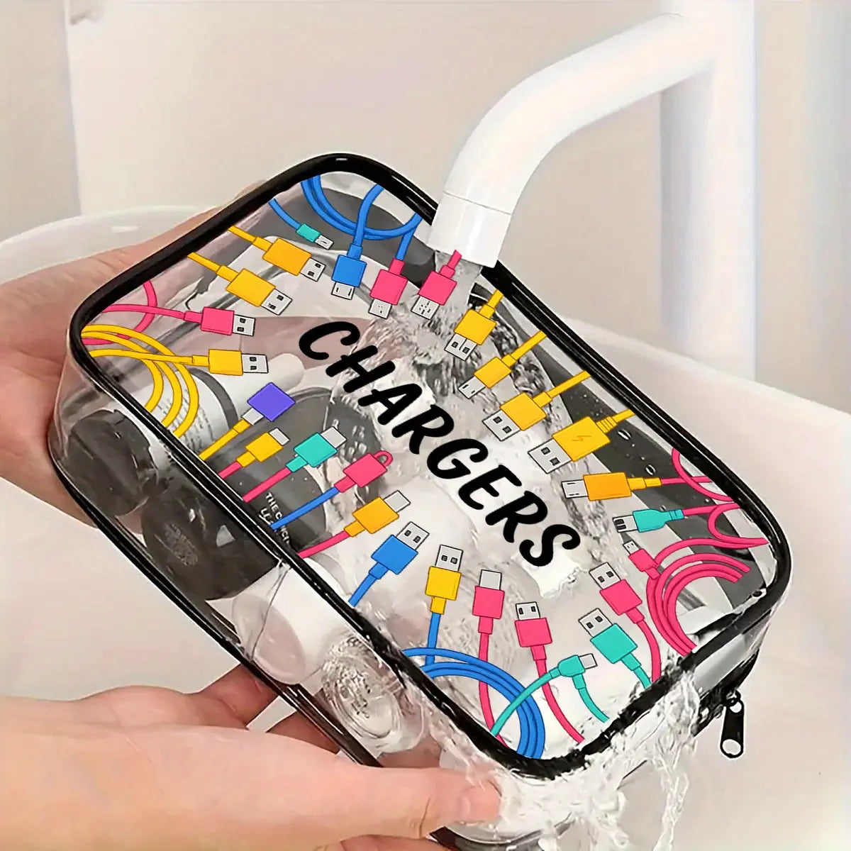 Clear PVC Travel Organizer Bag - Lightweight & Durable Multi-Functional Toiletry and Electronics Storage Pouch for Hassle-Free Travel