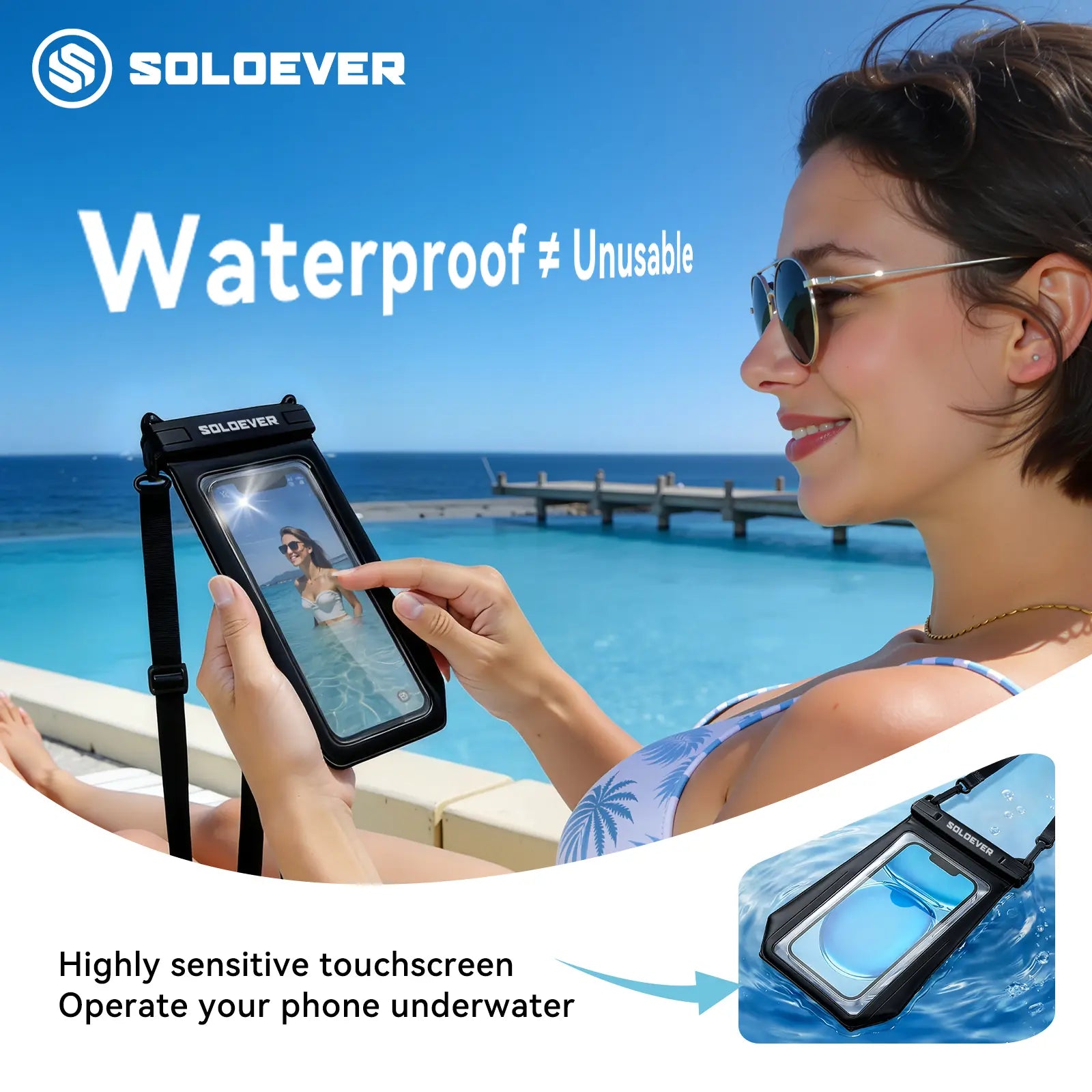 SOLOEVER Waterproof Phone Pouches – Ultimate Floating Fanny Pack for Swimming, Boating & Outdoor Fun, IPX8 Protection, Dual Compartments for Essentials