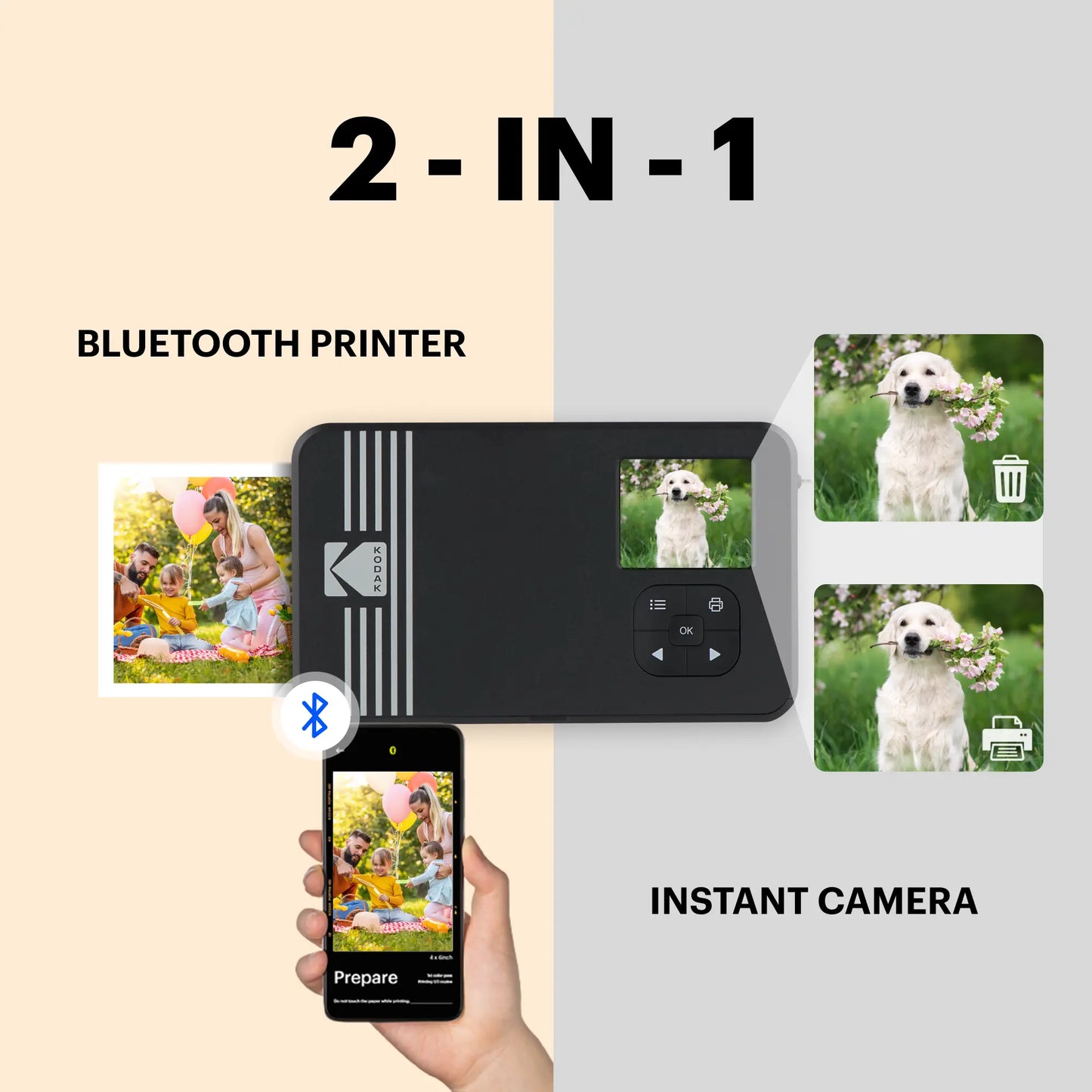 KODAK Mini Shot 2 Retro Instant Camera & Photo Printer Bundle - 38 Sheets Included!