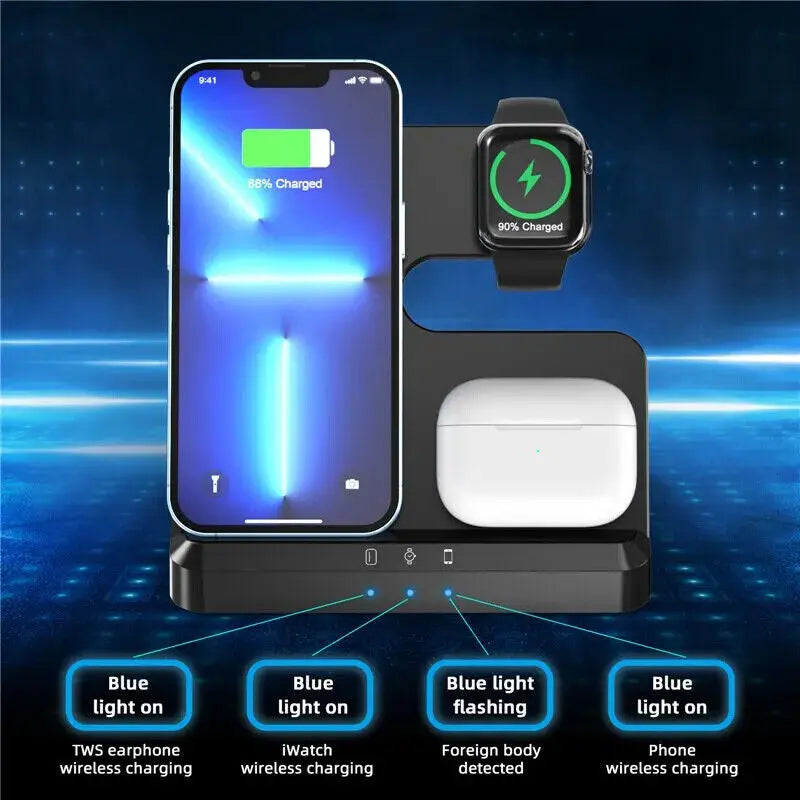 EIKO 3-in-1 Wireless Charging Station for iPhone, Apple Watch & AirPods - Fast & Portable Multi-Device Charger for All Apple Models