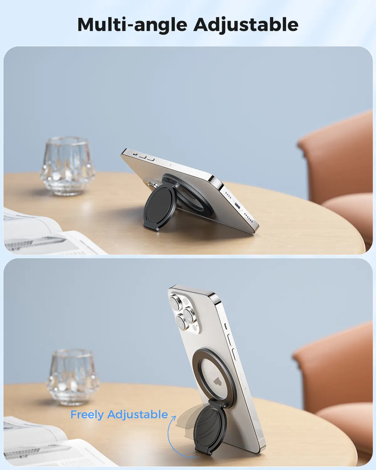 Summervibes Magnetic Ring Holder - Dual-Sided Magsafe Grip & Kickstand for iPhone 12-17 Series & Magnetic Car Mount-Compatible Phones