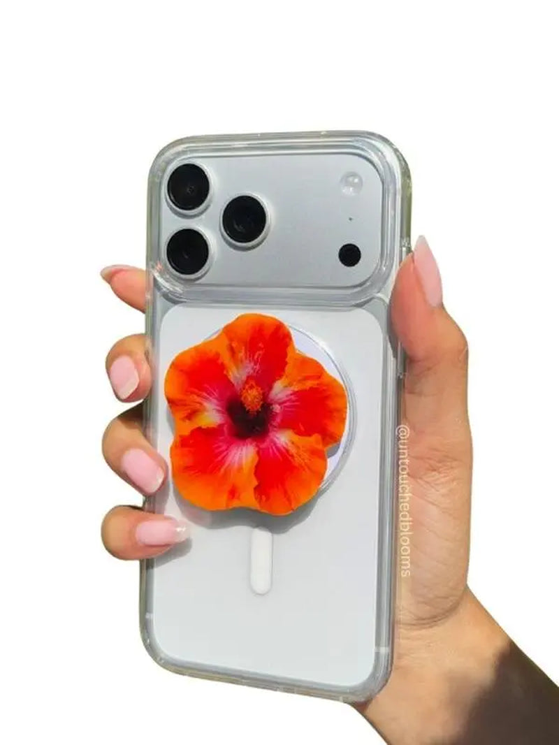 Sunset Hibiscus MagSafe Phone Grip - Perfect for MagSafe Phone & Kindle Cases!