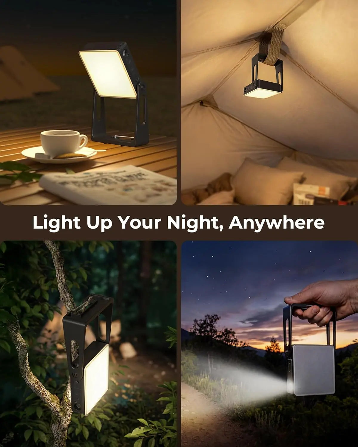 Versatile Portable LED Camping Light - 3 Modes, 4000mAh Rechargeable Lantern with 360° Rotatable Stand - Ideal for Camping, Hiking, Home Power Outages & Emergency Situations
