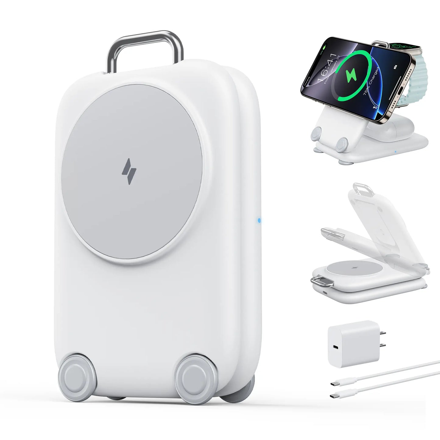 Paktvault 2026 Magnetic 3-in-1 Travel Wireless Charging Station for iPhone 15/16/17 Pro Max, Apple Watch & AirPods - Perfect Mother's Day & New Year Gift!