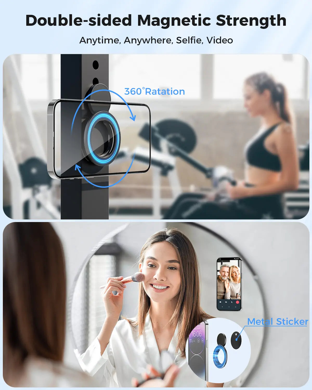 Summervibes Magnetic Ring Holder - Dual-Sided Magsafe Grip & Kickstand for iPhone 12-17 Series & Magnetic Car Mount-Compatible Phones