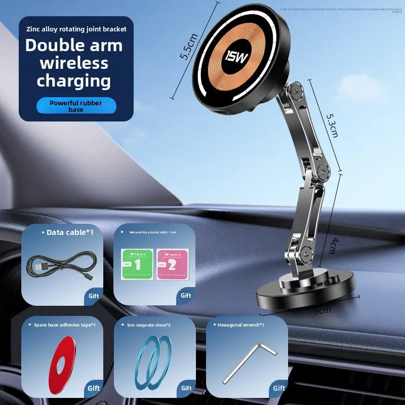Paslda Magnetic Phone Holder & 15W Wireless Charger - 360° Rotating MagSafe Car Mount & Controller Holder - Essential Car Accessories
