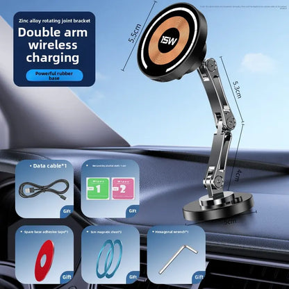 Paslda Magnetic Phone Holder & 15W Wireless Charger - 360° Rotating MagSafe Car Mount & Controller Holder - Essential Car Accessories