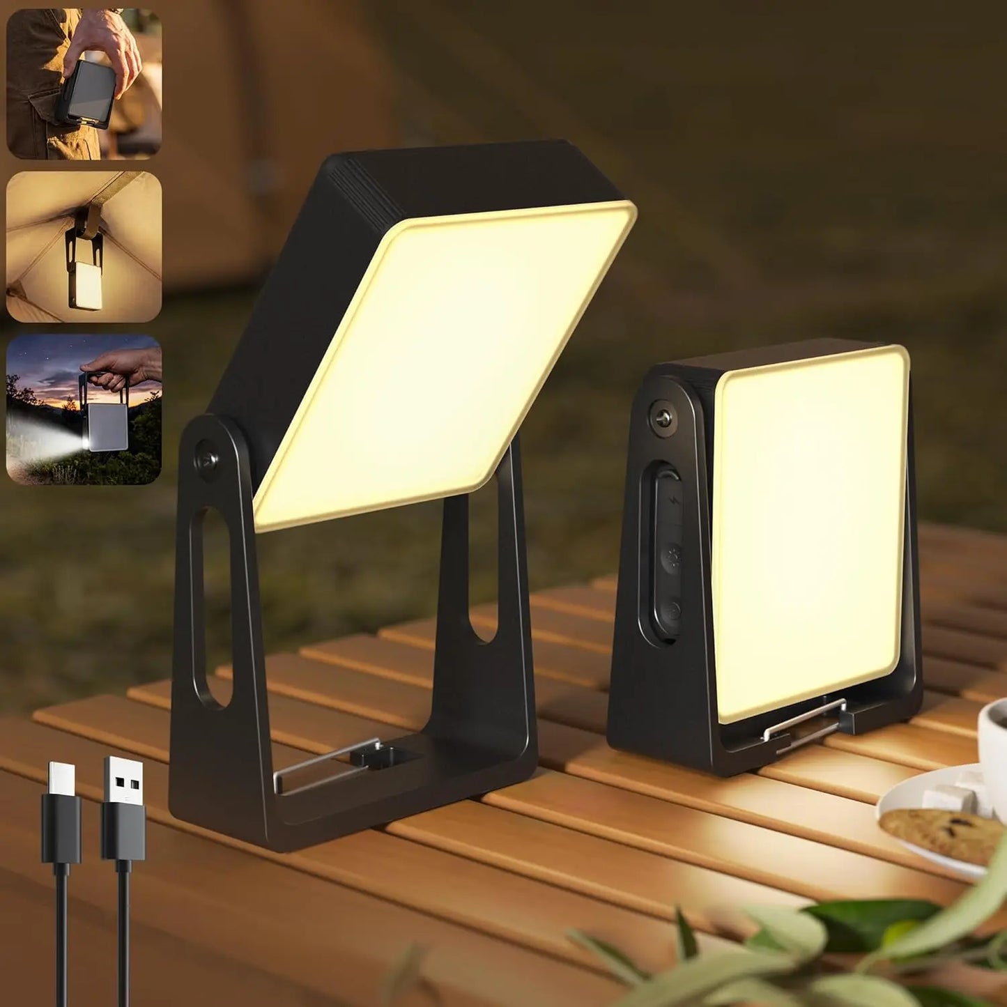 Versatile Portable LED Camping Light - 3 Modes, 4000mAh Rechargeable Lantern with 360° Rotatable Stand - Ideal for Camping, Hiking, Home Power Outages & Emergency Situations