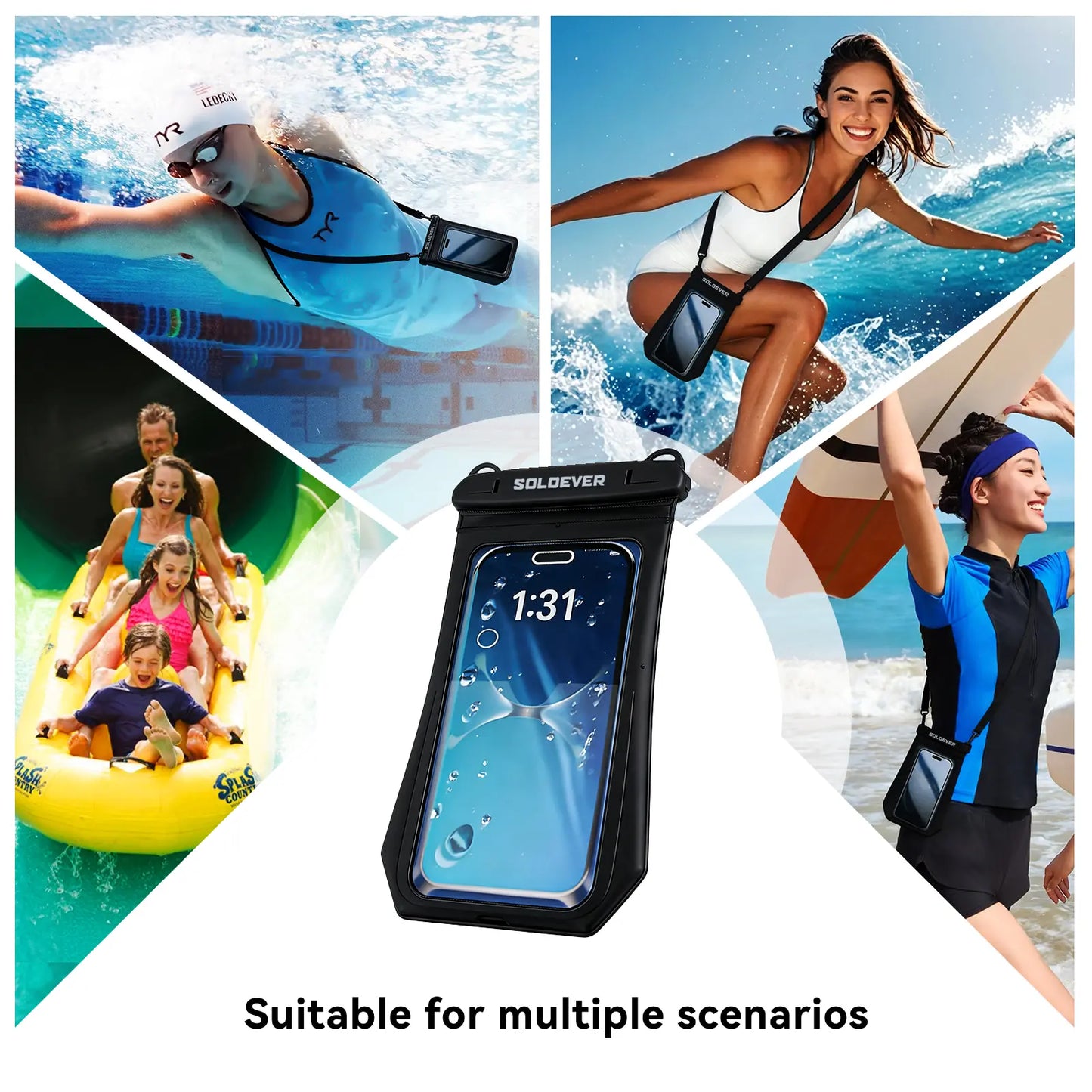 SOLOEVER Waterproof Phone Pouches – Ultimate Floating Fanny Pack for Swimming, Boating & Outdoor Fun, IPX8 Protection, Dual Compartments for Essentials
