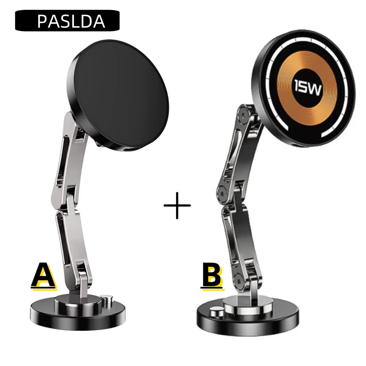 Paslda Magnetic Phone Holder & 15W Wireless Charger - 360° Rotating MagSafe Car Mount & Controller Holder - Essential Car Accessories