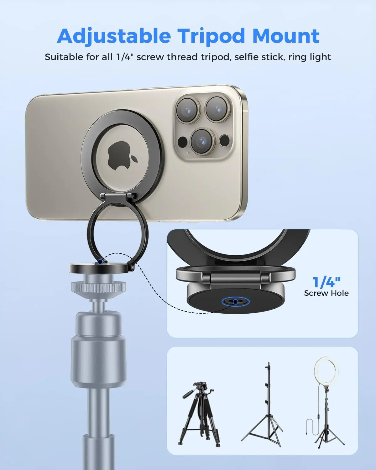 Summervibes Magnetic Ring Holder - Dual-Sided Magsafe Grip & Kickstand for iPhone 12-17 Series & Magnetic Car Mount-Compatible Phones