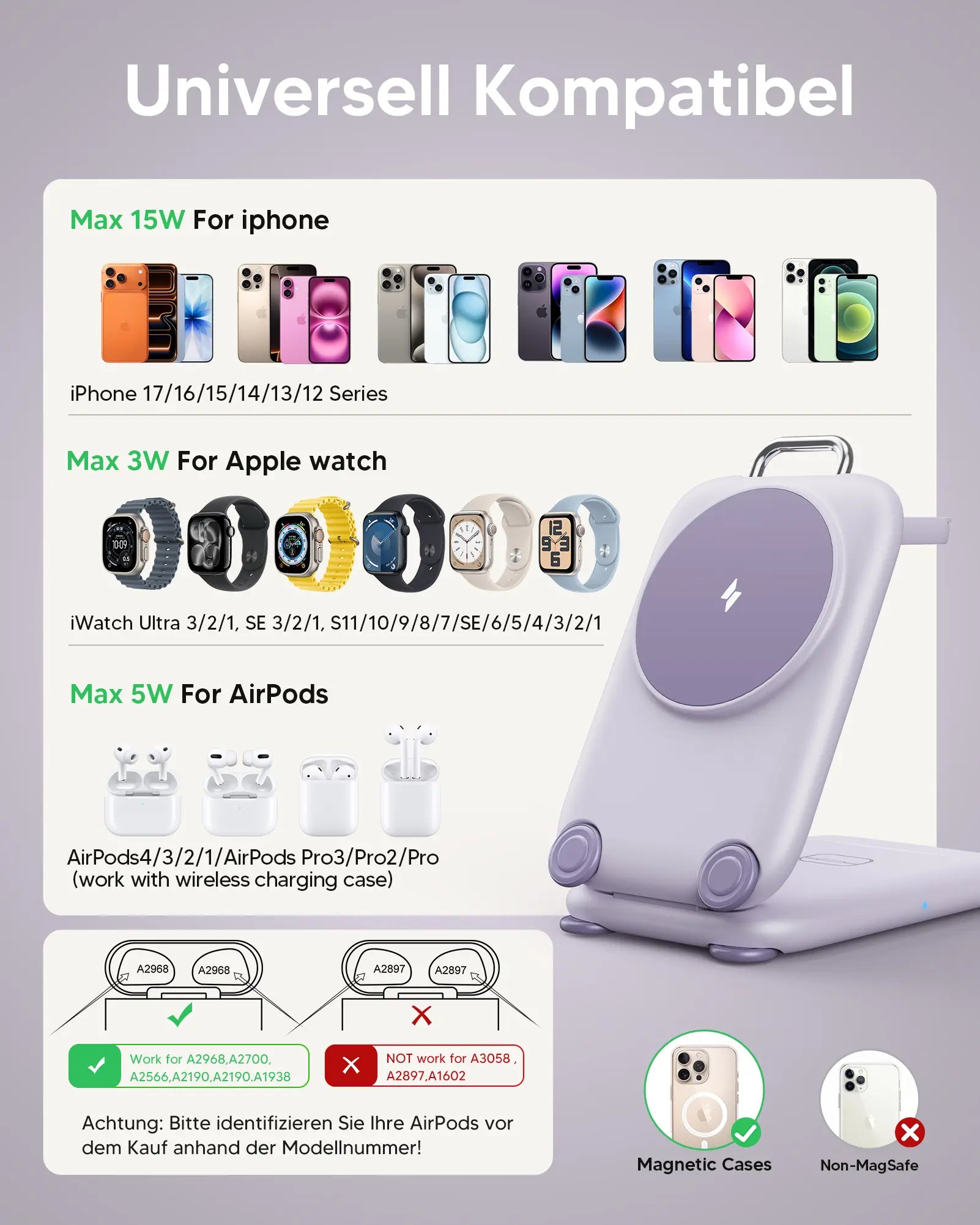 Paktvault 2026 Magnetic 3-in-1 Travel Wireless Charging Station for iPhone 15/16/17 Pro Max, Apple Watch & AirPods - Perfect Mother's Day & New Year Gift!