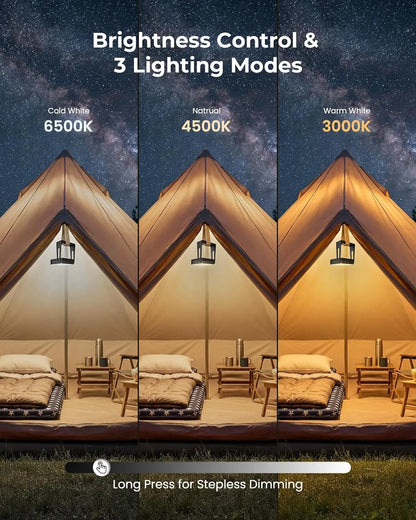 Versatile Portable LED Camping Light - 3 Modes, 4000mAh Rechargeable Lantern with 360° Rotatable Stand - Ideal for Camping, Hiking, Home Power Outages & Emergency Situations