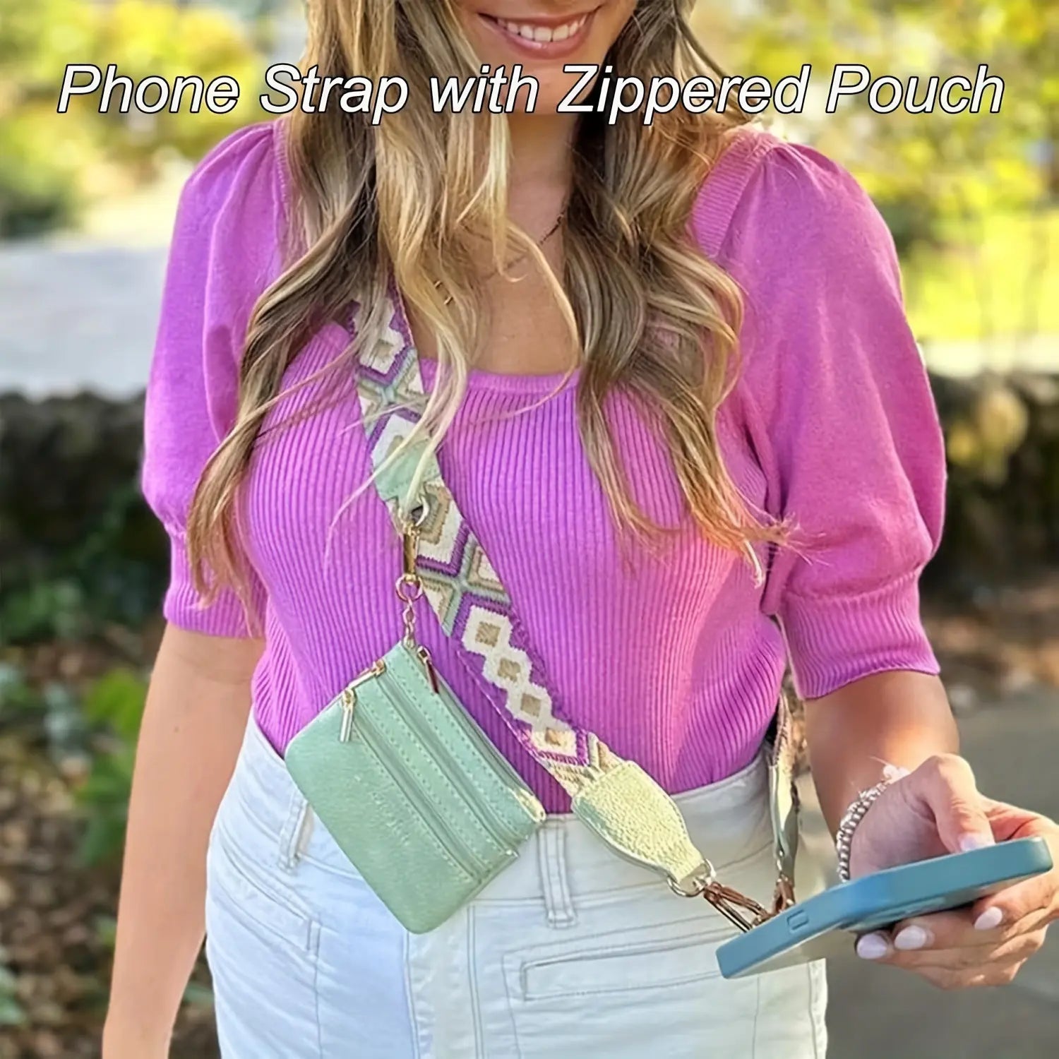 Stylish Anti-Drop Phone Lanyard with Zippered Pouch & Adjustable Crossbody Strap