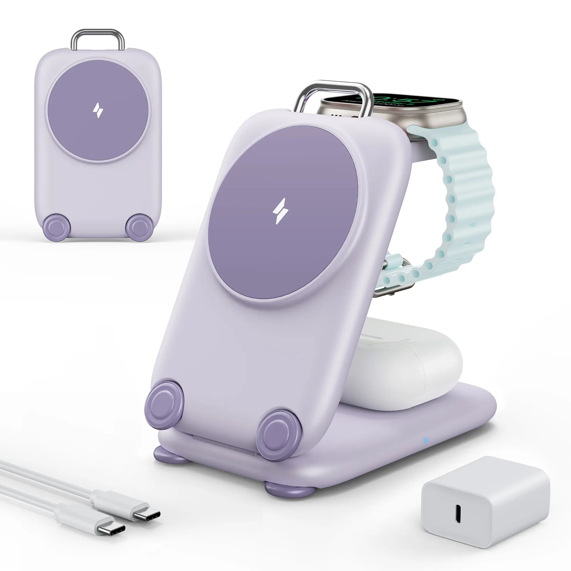 Paktvault 2026 Magnetic 3-in-1 Travel Wireless Charging Station for iPhone 15/16/17 Pro Max, Apple Watch & AirPods - Perfect Mother's Day & New Year Gift!