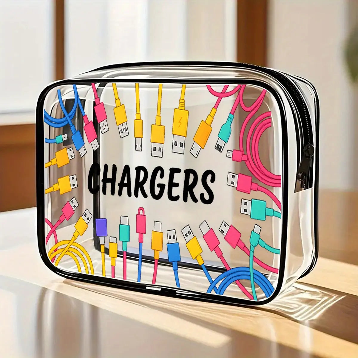 Clear PVC Travel Organizer Bag - Lightweight & Durable Multi-Functional Toiletry and Electronics Storage Pouch for Hassle-Free Travel