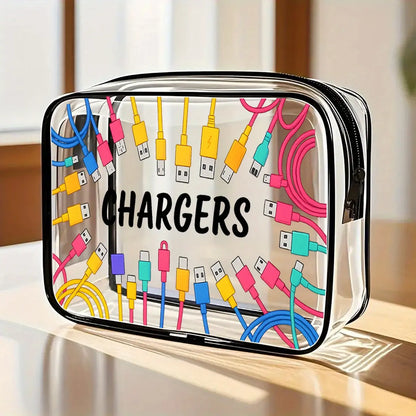 Clear PVC Travel Organizer Bag - Lightweight & Durable Multi-Functional Toiletry and Electronics Storage Pouch for Hassle-Free Travel