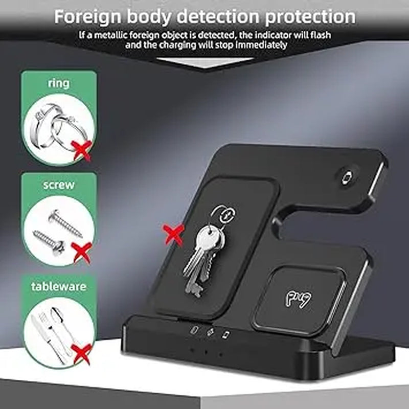 EIKO 3-in-1 Wireless Charging Station for iPhone, Apple Watch & AirPods - Fast & Portable Multi-Device Charger for All Apple Models