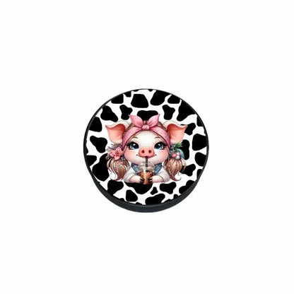 Cow Print Coffee Pig Phone Grip - Fun & Unique Foldable Stand Accessory
