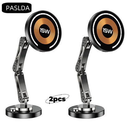 Paslda Magnetic Phone Holder & 15W Wireless Charger - 360° Rotating MagSafe Car Mount & Controller Holder - Essential Car Accessories
