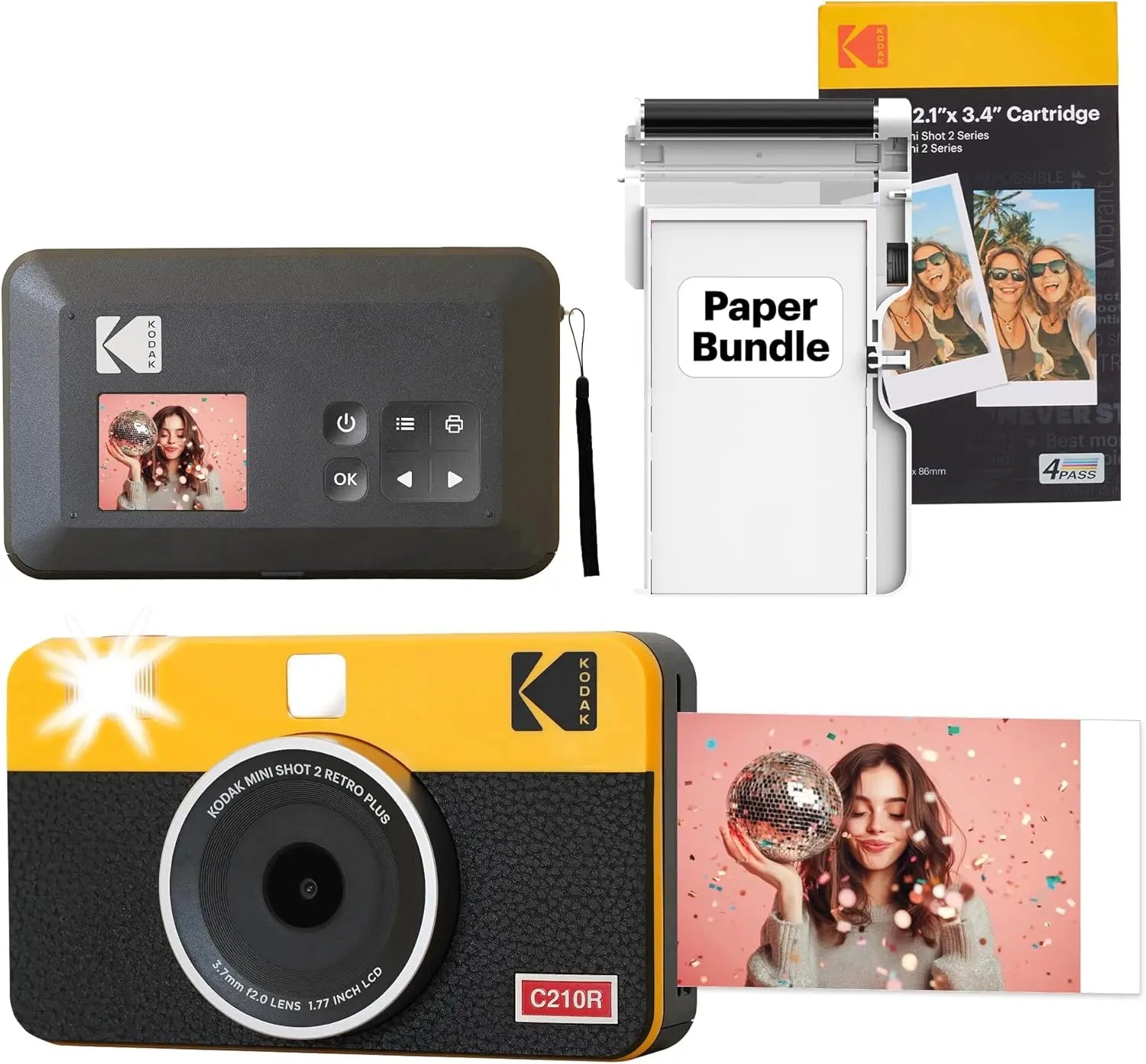 KODAK Mini Shot 2 Retro Instant Camera & Photo Printer Bundle - 38 Sheets Included!