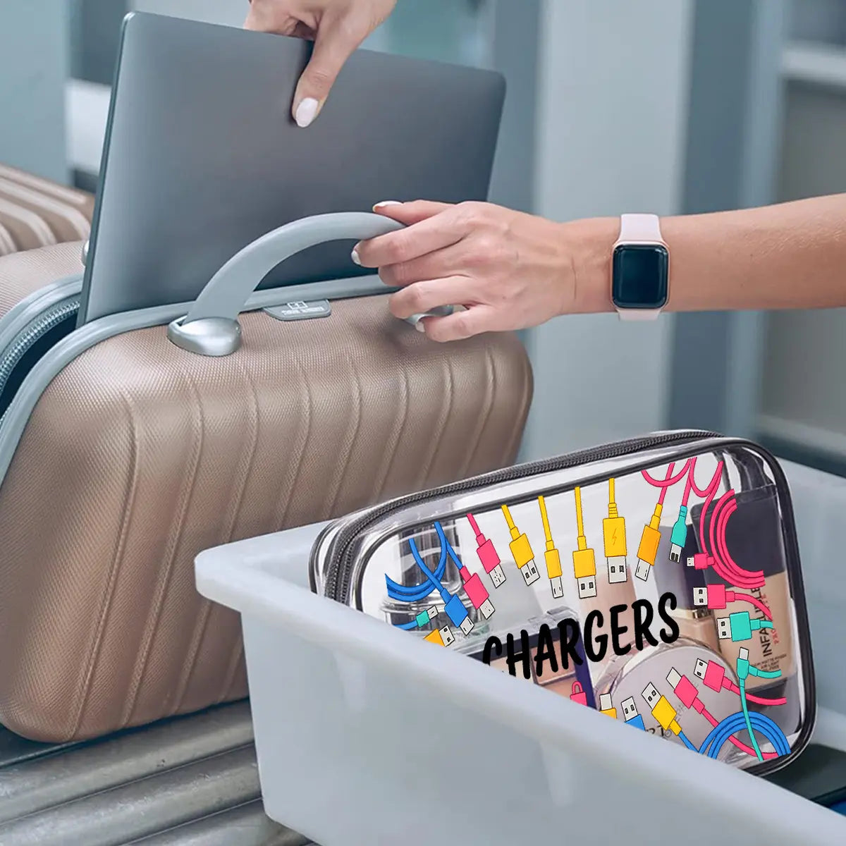 Clear PVC Travel Organizer Bag - Lightweight & Durable Multi-Functional Toiletry and Electronics Storage Pouch for Hassle-Free Travel